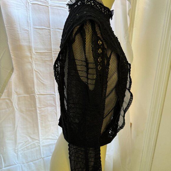 For Love & Lemons Victorian Tulle Blouse Black Sz: Large - Picture 3 of 8